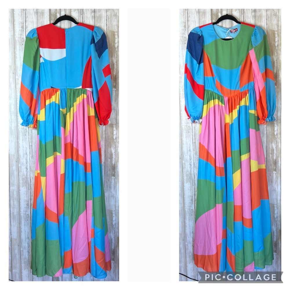 🆕 STAUD Viola Maxi Dress in Abstract Capri Coastal Marble - Picture 6 of 11